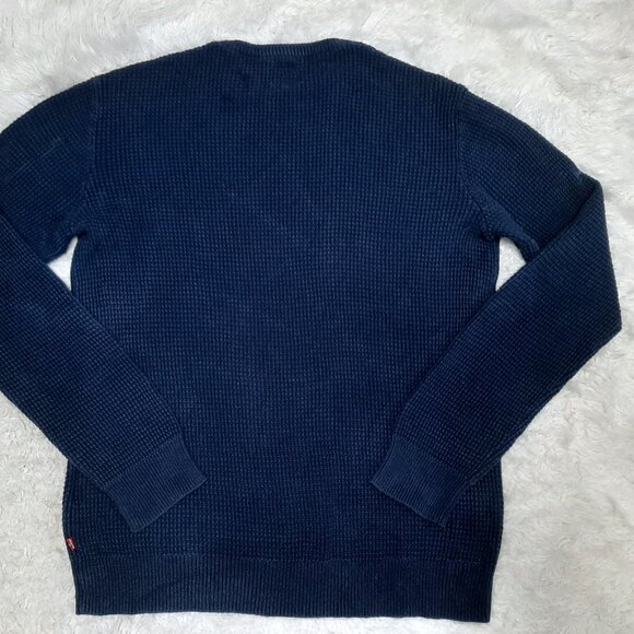 Levi's Men's 100% Cotton Blue Crew Neck Waffle Knit Pullover Sweatshirt Size M - Picture 3 of 9